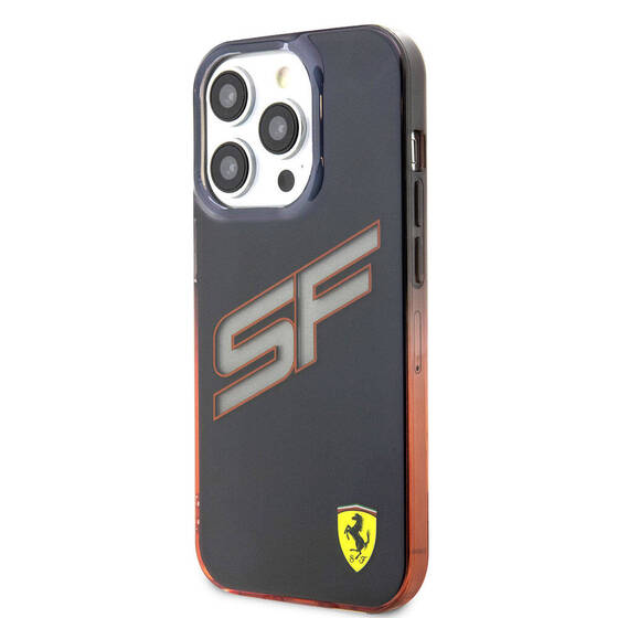 iPhone 15 Pro Kılıf Ferrari Orjinal Lisanslı Transparan SF Yazılı Kenarları Renk Geçişli Kapak Siyah