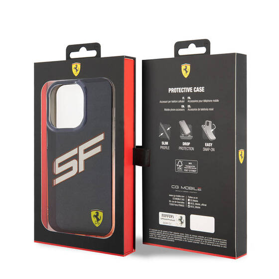 iPhone 15 Pro Kılıf Ferrari Orjinal Lisanslı Transparan SF Yazılı Kenarları Renk Geçişli Kapak Siyah