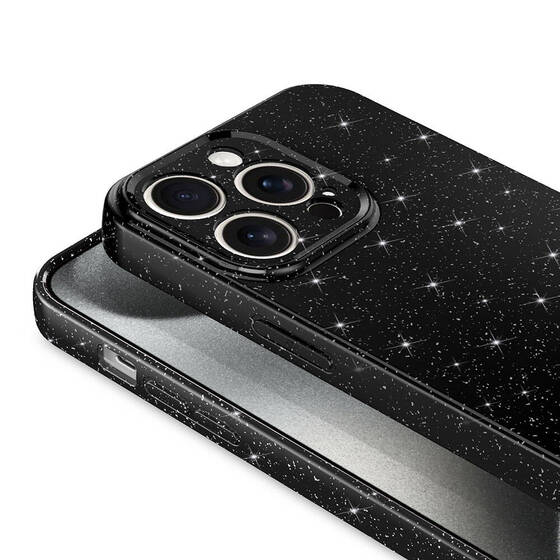 iPhone 15 Pro Kılıf Kamera Korumalı Simli Parıltılı Lüks Silikon