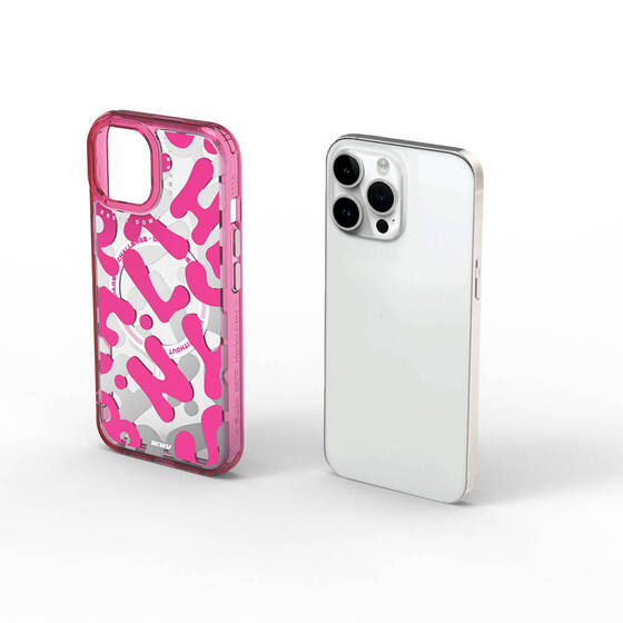 iPhone 15 Pro Kılıf Magsafe Şarj Özellikli Boya Desenli Wiwu Fluorescent G Serisi Kapak Mor