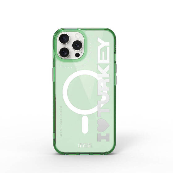 iPhone 15 Pro Kılıf Magsafe Şarj Özellikli Transparan Renk Geçişli Wiwu Turkey C Serisi Kapak Yeşil