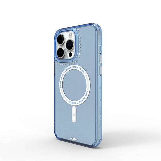 iPhone 15 Pro Kılıf Magsafe Şarj Özellikli Wiwu Basic Color J Serisi Kapak Mavi