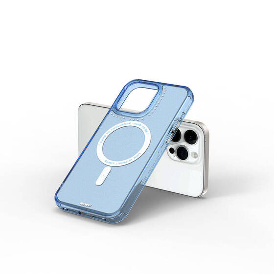 iPhone 15 Pro Kılıf Magsafe Şarj Özellikli Wiwu Basic Color J Serisi Kapak Mavi