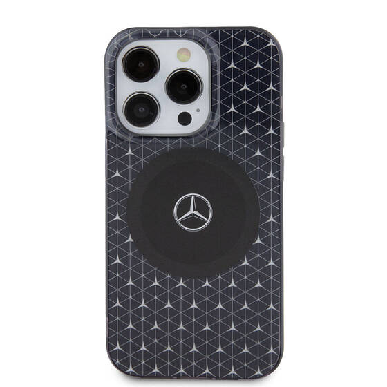iPhone 15 Pro Kılıf Mercedes Benz Orjinal Lisanslı Magsafe Şarjlı Mini Yıldız Desenli Siyah