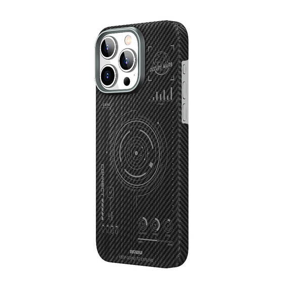 iPhone 15 Pro Kılıf Wiwu HHX-016 Karbon Fiber 600D Mars Kevlar Kapak Siyah