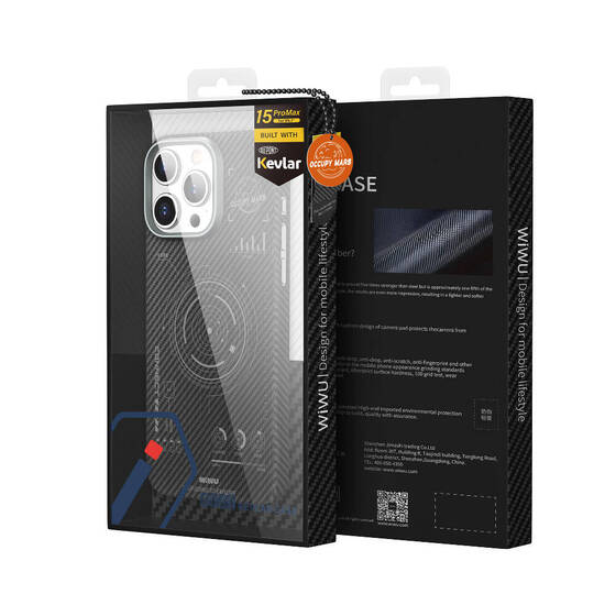 iPhone 15 Pro Kılıf Wiwu HHX-016 Karbon Fiber 600D Mars Kevlar Kapak Siyah