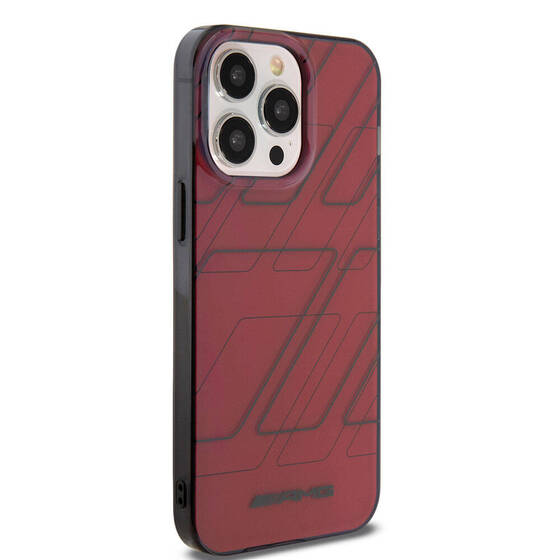 iPhone 15 Pro Max Kılıf AMG Orjinal Lisanslı Çift Katmanlı Dörtgen Desenli Kapak Kırmızı