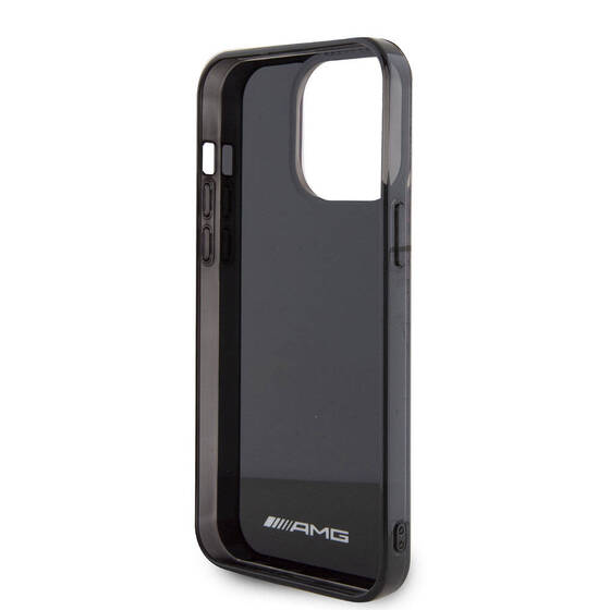 iPhone 15 Pro Max Kılıf AMG Orjinal Lisanslı Çift Katmanlı Küçük Logolu Dörtgen Şerit Desenli Siyah