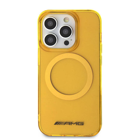 iPhone 15 Pro Max Kılıf AMG Orjinal Lisanslı Magsafe Şarj Özellikli Transparan Kapak Sarı