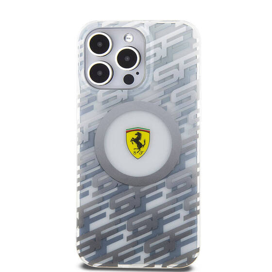 iPhone 15 Pro Max Kılıf Ferrari Orjinal Lisanslı Magsafe Şarj Özellikli Multi SF Kapak Gri