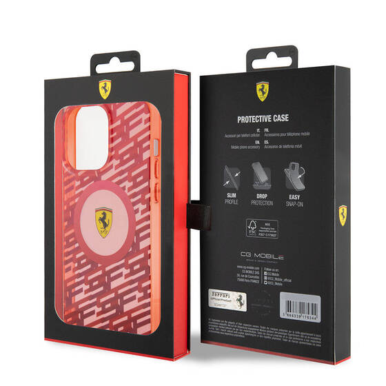 iPhone 15 Pro Max Kılıf Ferrari Orjinal Lisanslı Magsafe Şarj Özellikli Multi SF Kapak Kırmızı