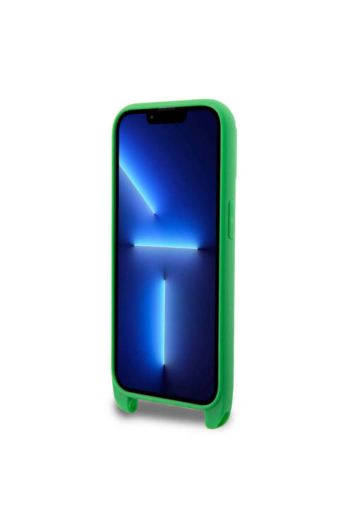 iPhone 15 Pro Max Kılıf Lacoste Lisanslı PU Pike Desen Askılı İkonik Timsah Logo Yeşil