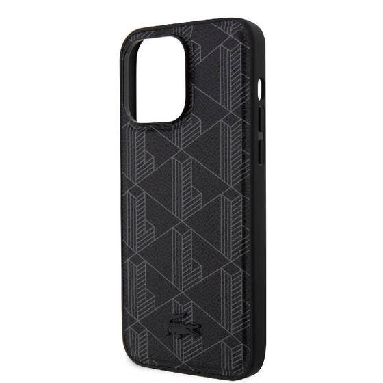 iPhone 15 Pro Max Kılıf Lacoste Orjinal Lisanslı Magsafe Şarj Özellikli PU Deri Görünümlü Siyah