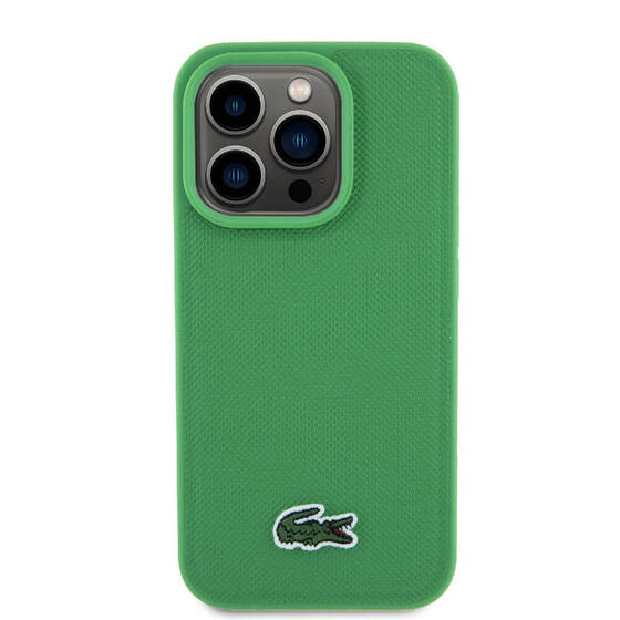 iPhone 15 Pro Max Kılıf Lacoste Orjinal Lisanslı PU Pike Desenli İkonik Timsah Dokuma Logolu Yeşil