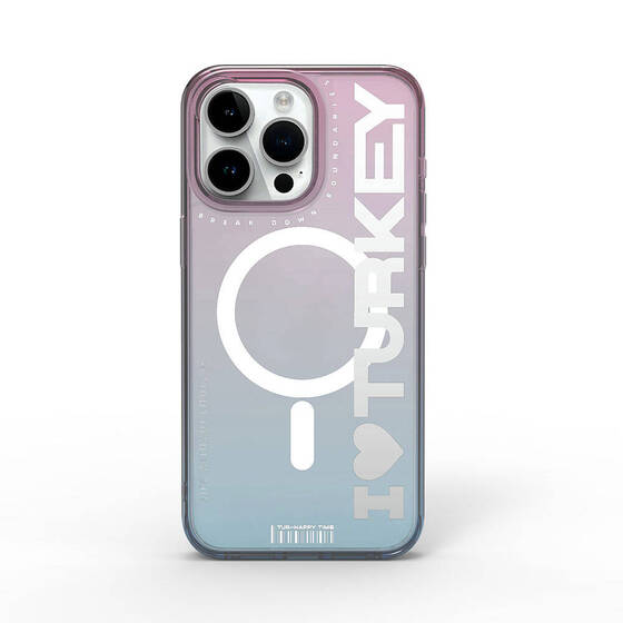 iPhone 15 Pro Max Kılıf Magsafe Şarj Özellikli Transparan Renk Geçişli Wiwu Turkey C Serisi Mavi