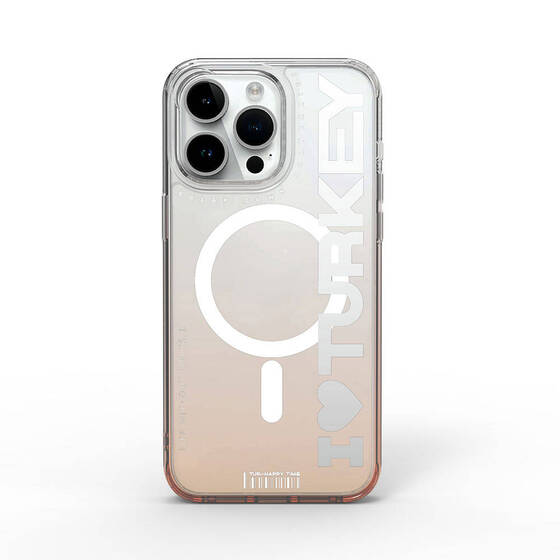 iPhone 15 Pro Max Kılıf Magsafe Şarj Özellikli Transparan Renk Geçişli Wiwu Turkey C Serisi Turuncu