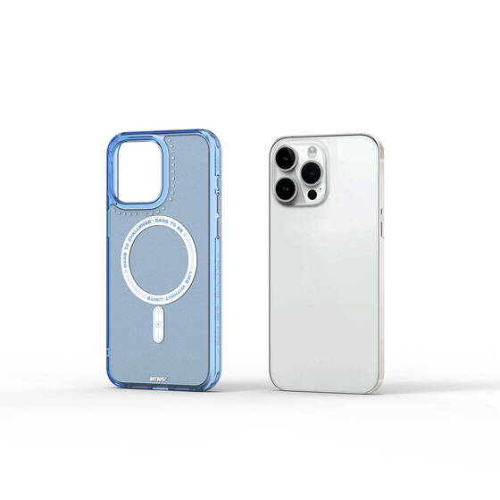 iPhone 15 Pro Max Kılıf Magsafe Şarj Özellikli Wiwu Basic Color J Serisi Kapak Mavi