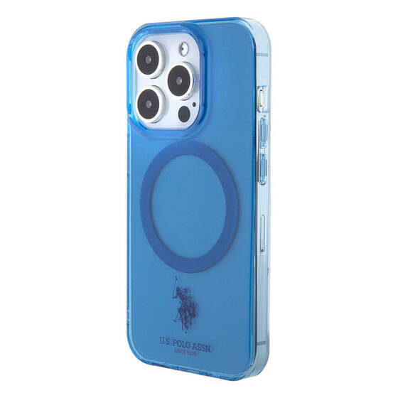 iPhone 15 Pro Max Kılıf U.S. Polo Assn. Orjinal Lisanslı Magsafe Şarjlı Transparan Tasarım Mavi