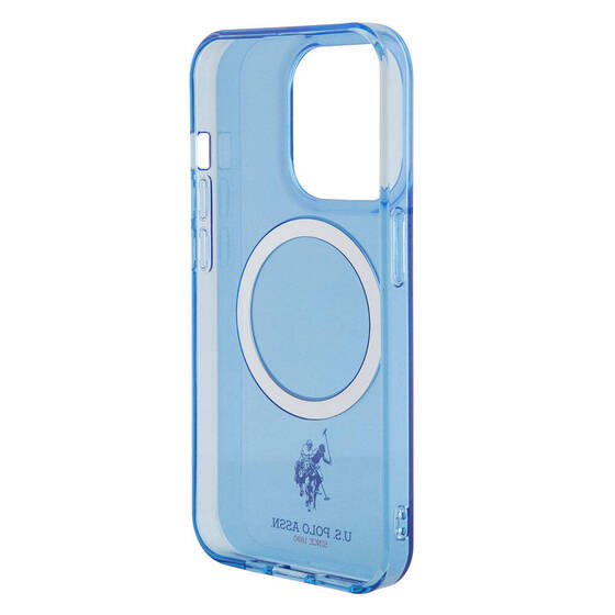 iPhone 15 Pro Max Kılıf U.S. Polo Assn. Orjinal Lisanslı Magsafe Şarjlı Transparan Tasarım Mavi