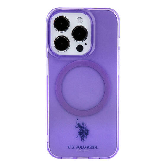 iPhone 15 Pro Max Kılıf U.S. Polo Assn. Orjinal Lisanslı Magsafe Şarjlı Transparan Tasarım Mor