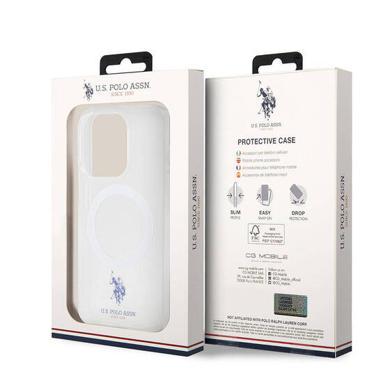 iPhone 15 Pro Max Kılıf U.S. Polo Assn. Orjinal Lisanslı Magsafe Şarjlı Transparan Tasarım Şeffaf