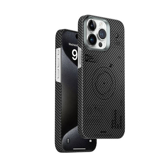 iPhone 15 Pro Max Kılıf Wiwu KJZ-017 Karbon Fiber 600D Explore Kevlar Kapak Siyah
