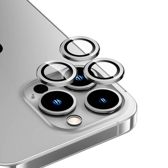 iPhone 15 Pro Max Uyumlu Benks DR Sapphire Kamera Lens Koruyucu Gümüş