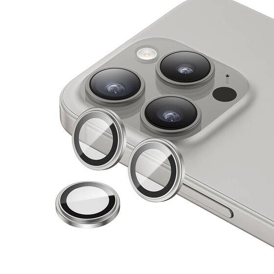 iPhone 15 Pro ​Max Uyumlu Benks King Kong Corning Kamera Lens Koruyucu Gümüş