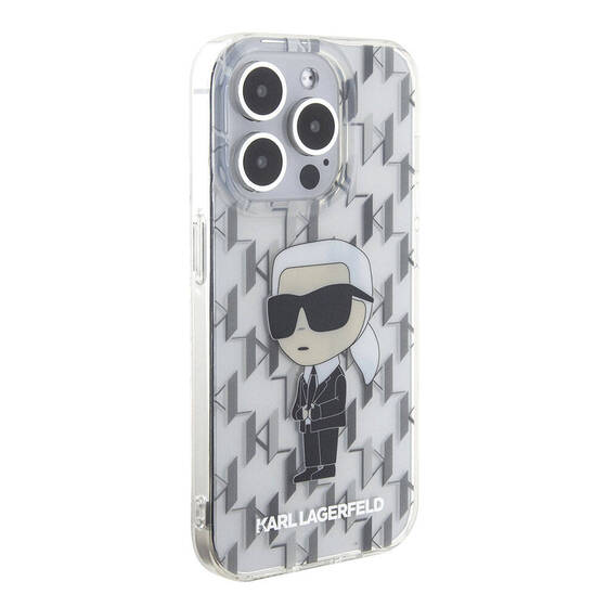 iPhone 15 Pro Max Uyumlu Kılıf Karl Lagerfeld IML İkonik Monogram Orjinal Lisanslı Kapak Şeffaf
