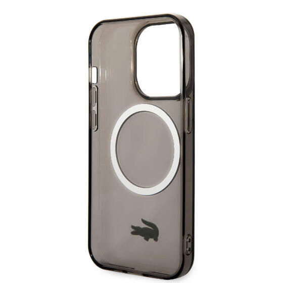 iPhone 15 Pro Max Uyumlu Kılıf Lacoste Orj Lisanslı Magsafe Özellikli Transparan Timsah Logo Siyah