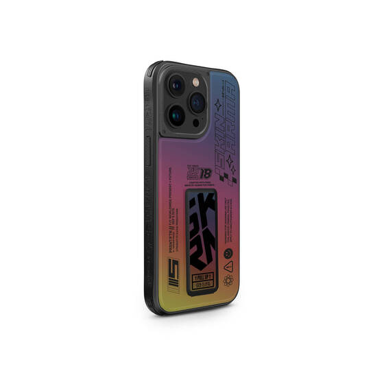 iPhone 15 Pro Max Uyumlu Kılıf SkinArma Holografik Standlı Deri Görünümlü Kira Kobai Kapak Colorful