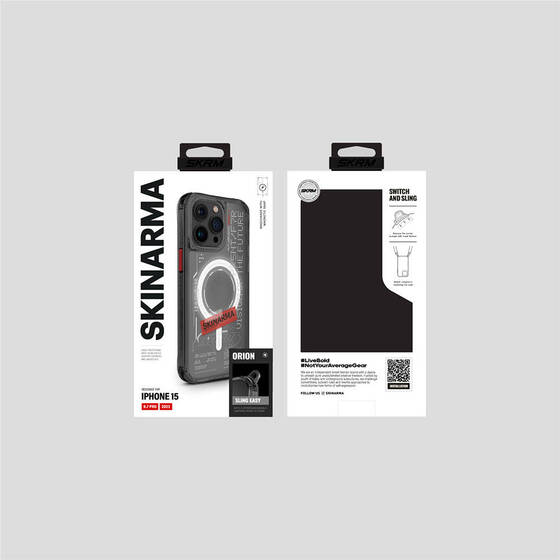 iPhone 15 Pro Max Uyumlu Kılıf SkinArma Magsafe Şarj Özellikli Yazı Desen Airbag Orion Kapak Siyah
