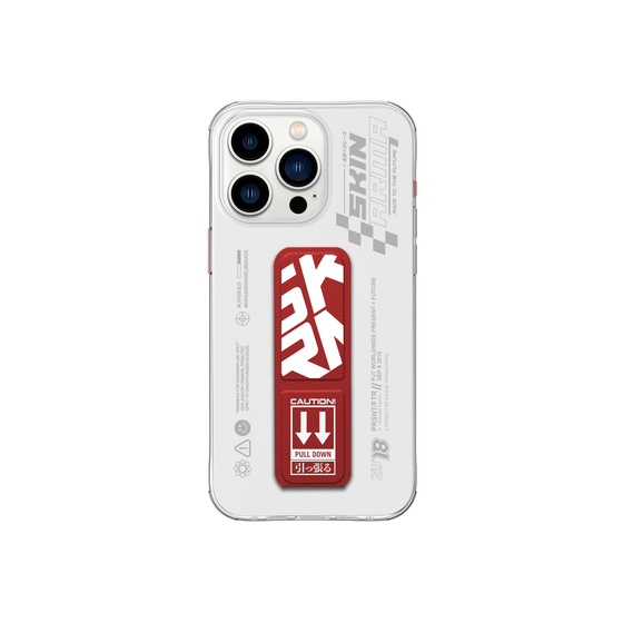 iPhone 15 Pro Max Uyumlu Kılıf SkinArma Standlı Şeffaf Tasarımlı Apex Kapak Kırmızı