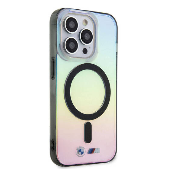 iPhone 15 Pro Uyumlu Kılıf BMW Magsafe Şarj Transparan Renk Geçişli Iridescent Orjinal Lisanslı