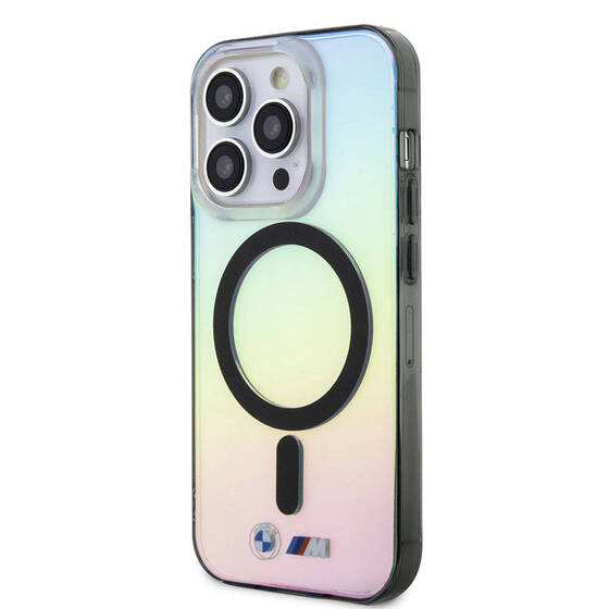 iPhone 15 Pro Uyumlu Kılıf BMW Magsafe Şarj Transparan Renk Geçişli Iridescent Orjinal Lisanslı