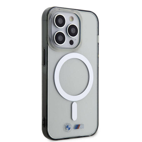 iPhone 15 Pro Uyumlu Kılıf BMW Magsafe Şarjlı Transparan Silver Ring Orjinal Lisanslı Kapak Şeffaf
