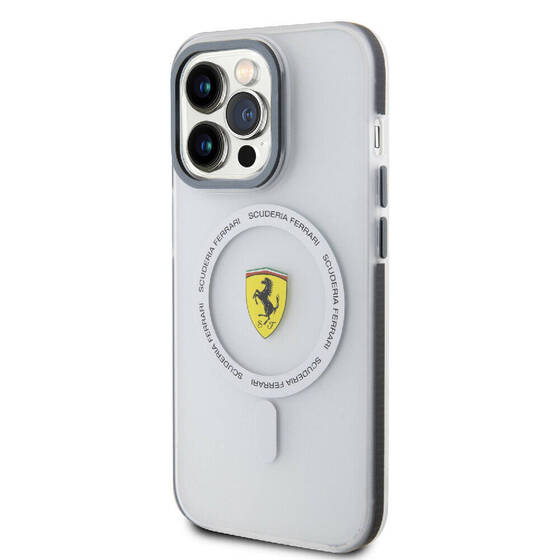 iPhone 15 Pro Uyumlu Kılıf Ferrari Orjinal Lisanslı Magsafe Özellikli Kontrast Bumper SF Ring Siyah