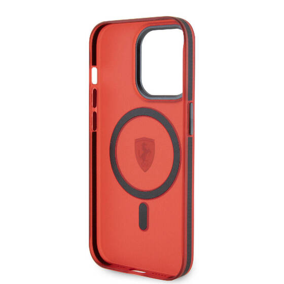 iPhone 15 Pro Uyumlu Kılıf Ferrari Orjinal Lisanslı Magsafe Şarj Özellikli Kontrast Bumper Kırmızı