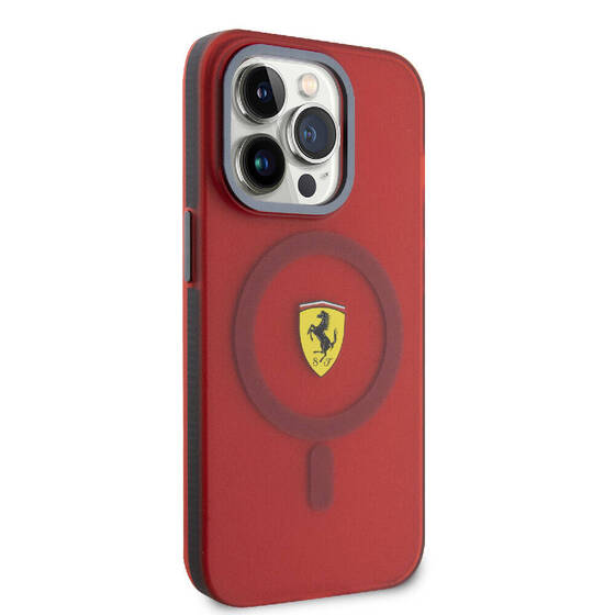 iPhone 15 Pro Uyumlu Kılıf Ferrari Orjinal Lisanslı Magsafe Şarj Özellikli Kontrast Bumper Kırmızı