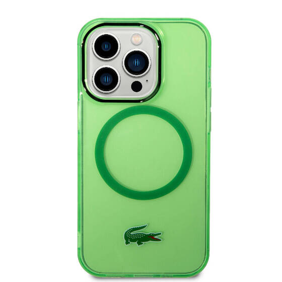 iPhone 15 Pro Uyumlu Kılıf Lacoste Orj Lisanslı Magsafe Özellikli Transparan Timsah Logo Yeşil