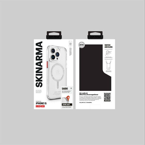 iPhone 15 Pro Uyumlu Kılıf SkinArma Şeffaf Airbag Tasarım Magsafe Şarj Özellikli Saido Kapak Şeffaf