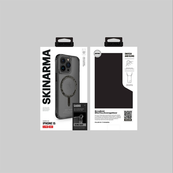 iPhone 15 Pro Uyumlu Kılıf SkinArma Şeffaf Airbag Tasarımlı Magsafe Şarj Özellikli Saido Kapak Siyah