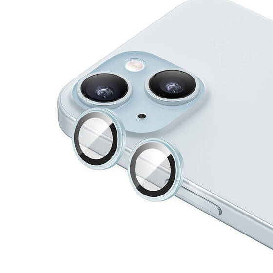 iPhone 15 ​Uyumlu Benks King Kong Corning Kamera Lens Koruyucu Mavi
