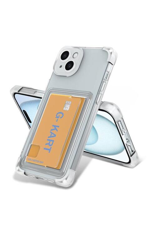 iPhone 15 Uyumlu Kılıf Airbag Tasarımlı Şeffaf Kartlıklı  G-Kart Kapak