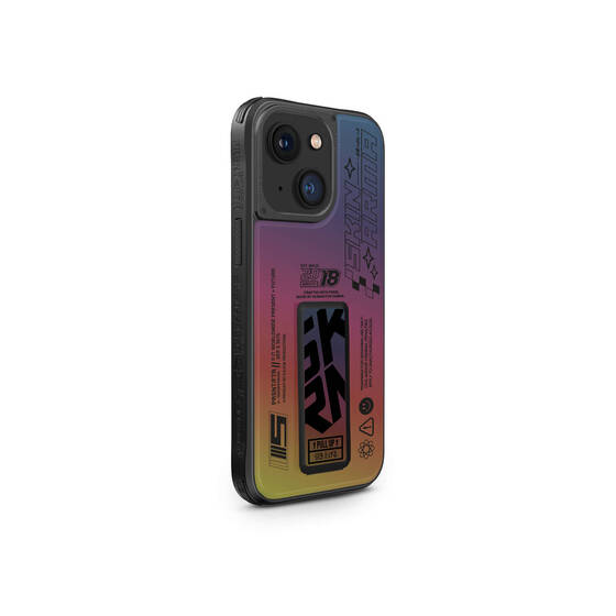 iPhone 15 Uyumlu Kılıf SkinArma Holografik Standlı Deri Görünümlü Kira Kobai Kapak Colorful