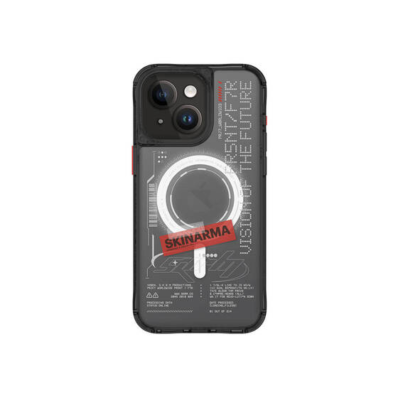 iPhone 15 Uyumlu Kılıf SkinArma Magsafe Şarj Özellikli Yazı Desenli Airbagli Orion Kapak Siyah