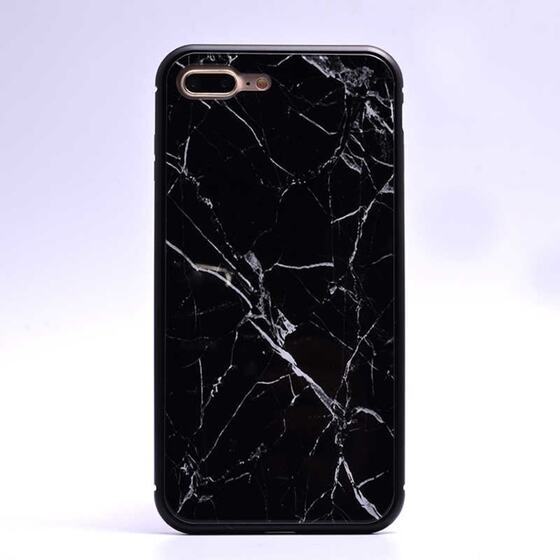 iPhone 7-8 360 Korumalı Mıknatıslı Mermer Desenli Cam Kılıf