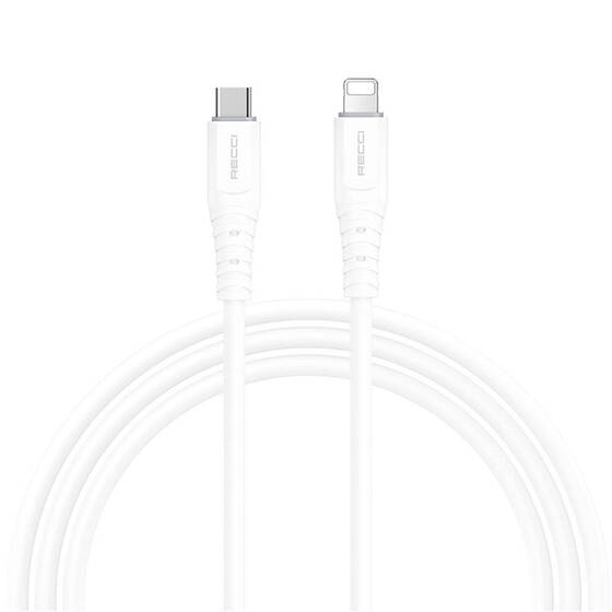 iPhone Pd Kablo Recci RTC-P09CL Silicone Seri 20W Hızlı Şarj Özellik Type-C To Lightning 1.5M Beyaz