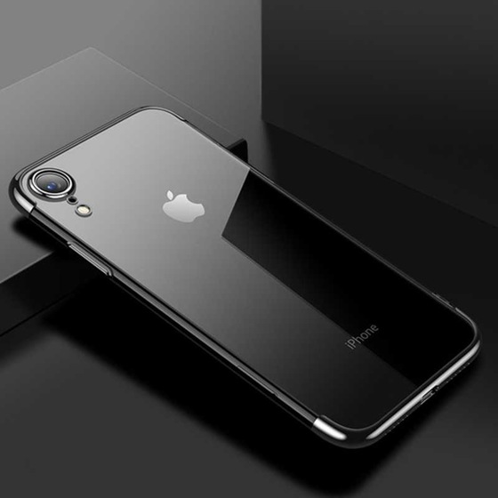 iPhone XR 6.1 İnce Köşeleri Renkli Şeffaf Kamera Korumalı Kılıf