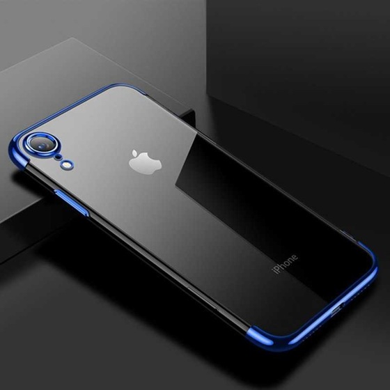 iPhone XR 6.1 İnce Köşeleri Renkli Şeffaf Kamera Korumalı Kılıf
